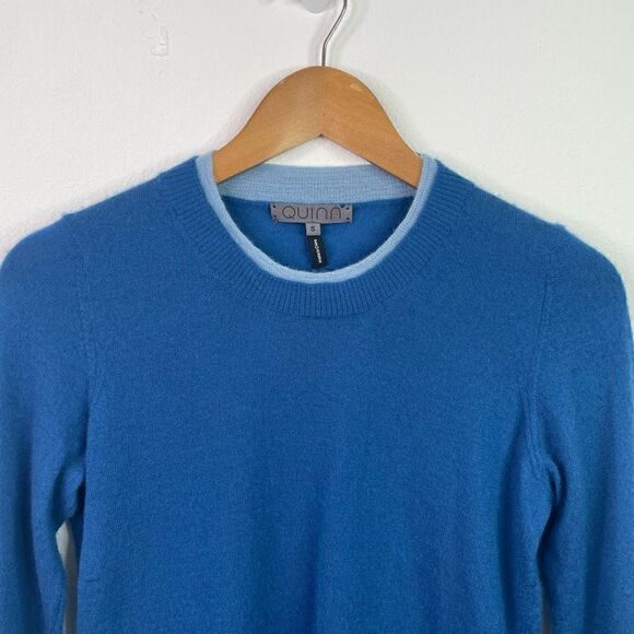 Quinn Women’s Blue Crewneck 100% Cashmere Sweater Size S‎ - Picture 2 of 8